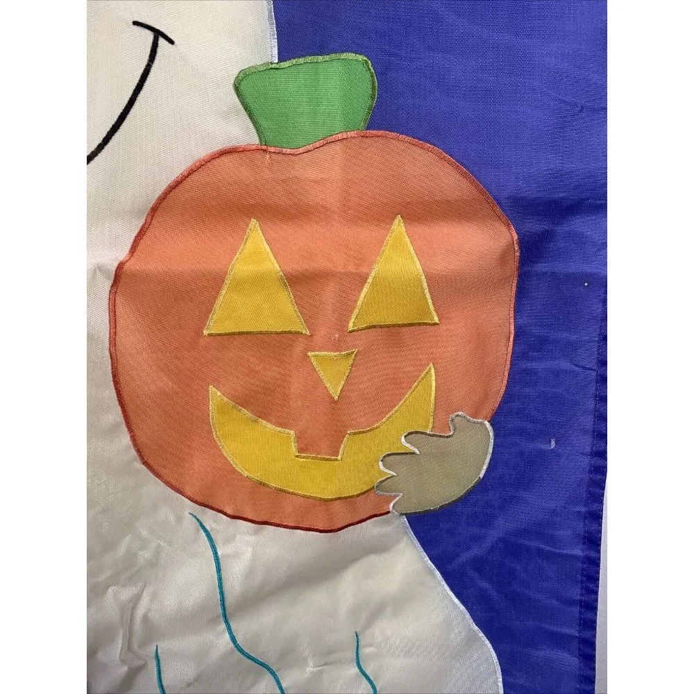 Yard Flag Ghost With Pumpkin Approximately 40 X 27“ - Picture 3 of 4
